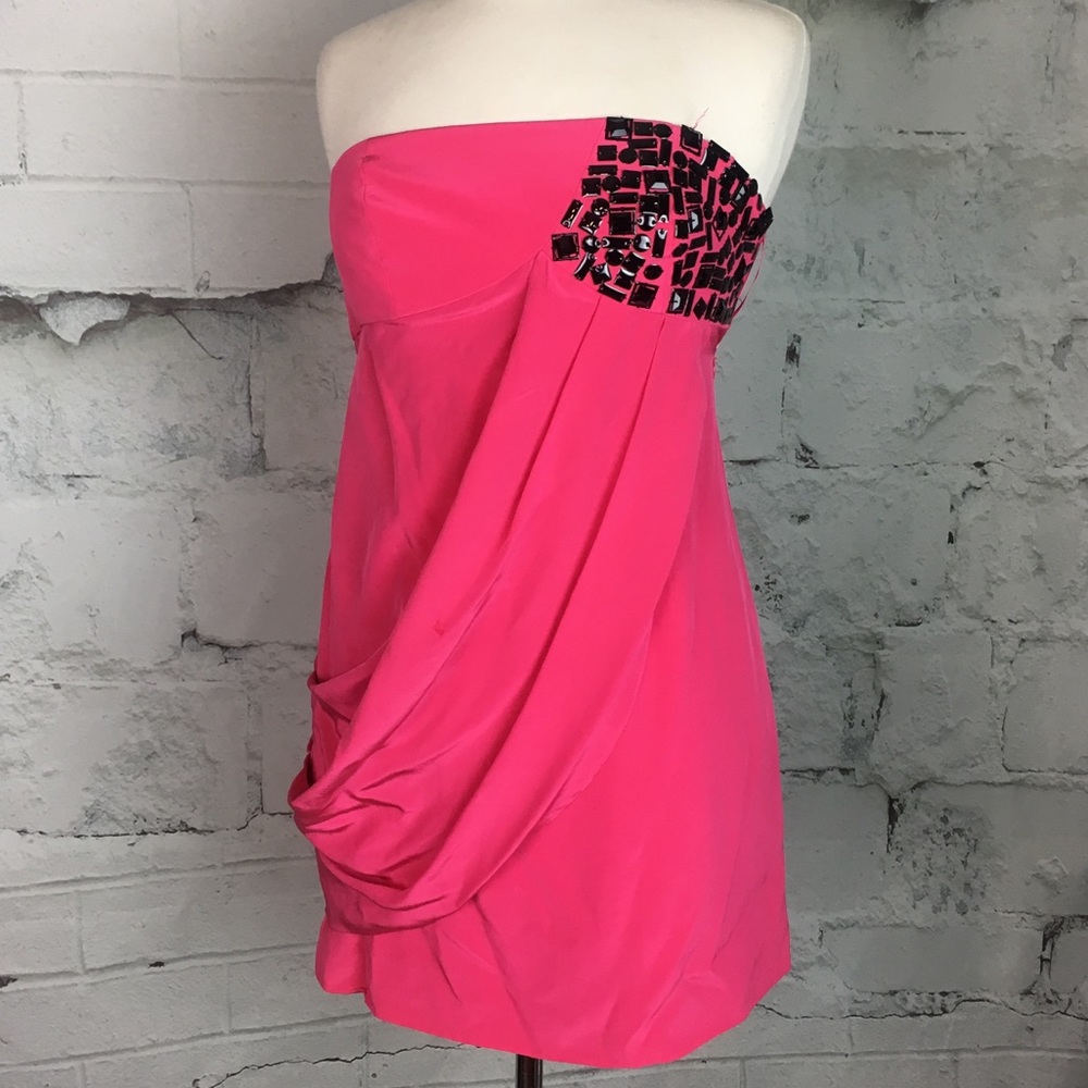 Tibi pink silk embellished mini dress size 4